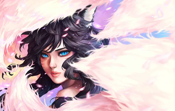 Look, the game, brunette, game, character, blue eyes, ears, blue eyes