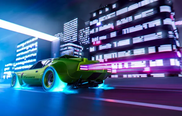 Auto, Neon, Machine, Speed, Style, Fantasy, Art, Art
