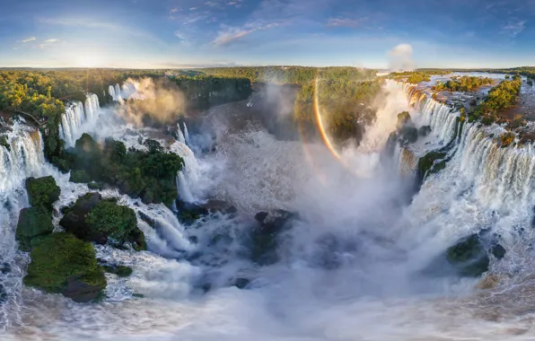 Waterfalls, Brazil, rainbow, Argentina, South America, Iguazu