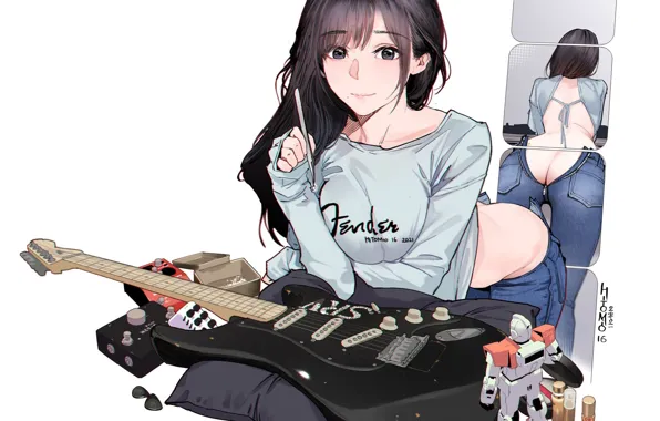 Kawaii, girl, guitar, hot, ass, anime, pretty, babe
