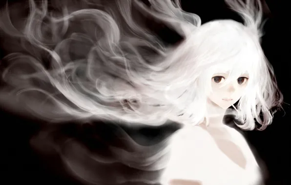 Girl, hair, smoke, anime, art, cigarette, bounin