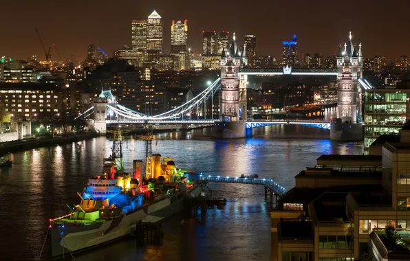 Picture the city, river, ship