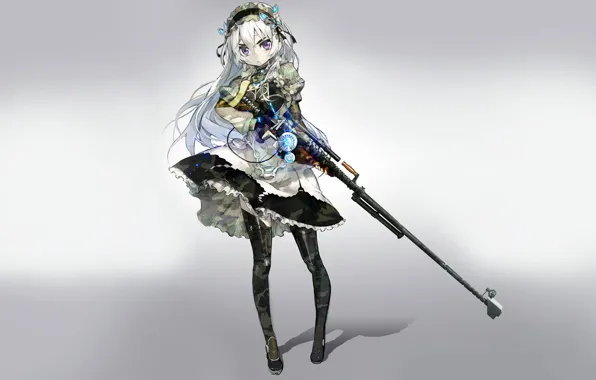 Girl, weapons, background, sniper rifle, clips, Chaika the coffin, Hitsugi no Chaika, Chaika Trabant