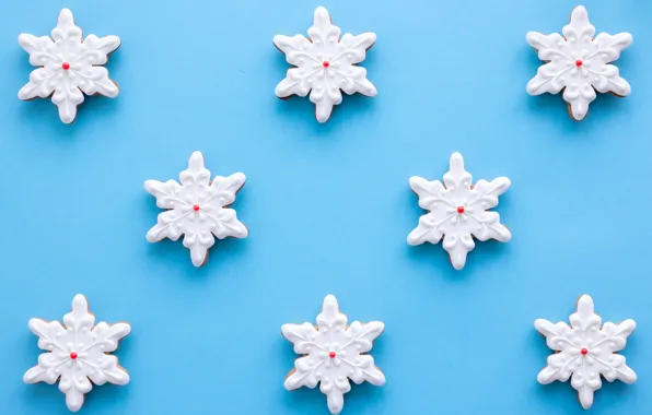 Snowflakes, texture, cookies, Christmas, New year, figures, glaze, design