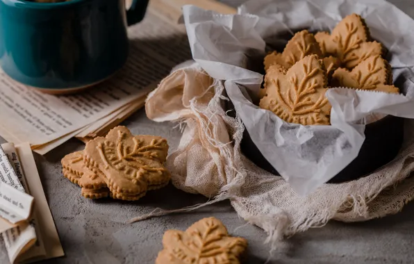 Picture cookies, Cup, leaves