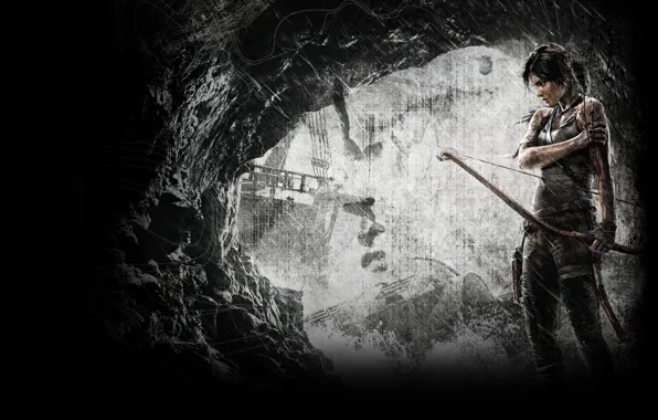 Picture The game, Cave, Bow, Tomb Raider, Lara Croft, Lara Croft, Tomb raider, Wound