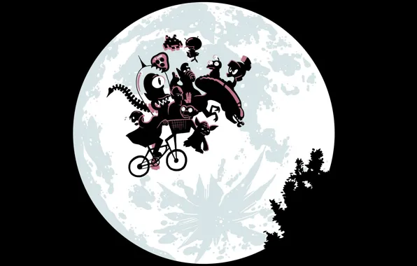 Picture bike, the moon, monsters, parody