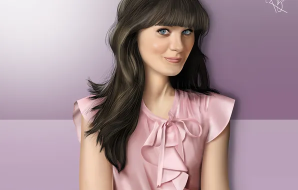 Girl, smile, background, art, Zooey Deschanel, Zooey Deschanel