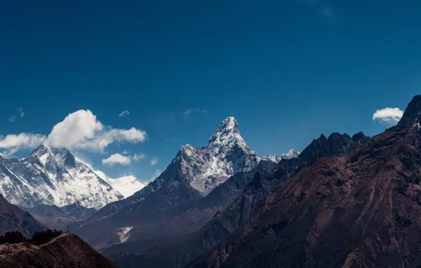 Picture the sky, clouds, mountains, nature, blue, rocks, blue, tops