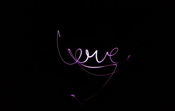 Love, background, black, neon, love, the word