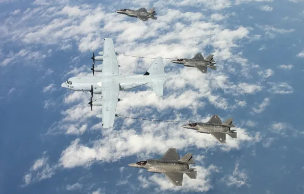 Fighter, bomber, the plane, military transport, F-35B, Super Hercules, C-130J