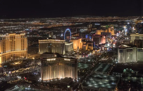The city, home, panorama, Las Vegas, night city lights