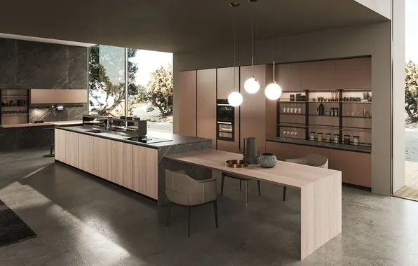Style, Villa, interior, Italy, kitchen, dining room, dining area, Italian design