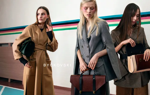 Brand, three girls, handbags, three models, BYCKOVSKI