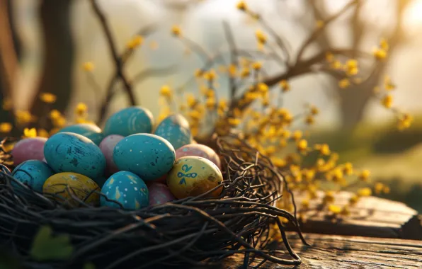 Flowers, holiday, eggs, spring, Easter, socket, painted, eggs