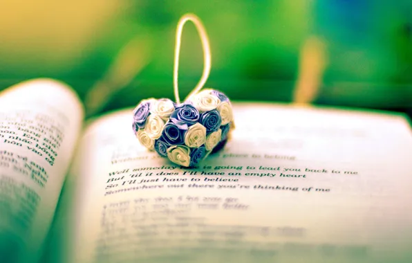 Picture flowers, background, the inscription, widescreen, Wallpaper, mood, heart, book
