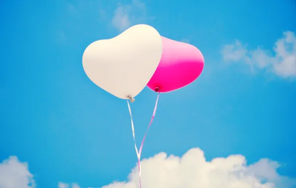 The sky, balls, balls, white, heart, pink, air