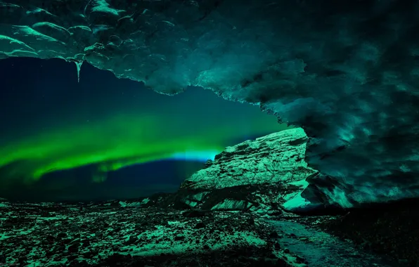 Ice, lights, cave