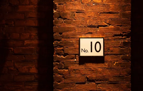 Wall, plate, brick, number 10
