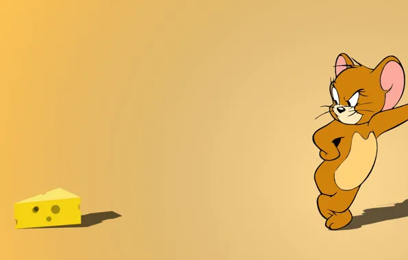 Picture orange, yellow, minimalism, mouse, cheese, Tom, mouse, Jerry
