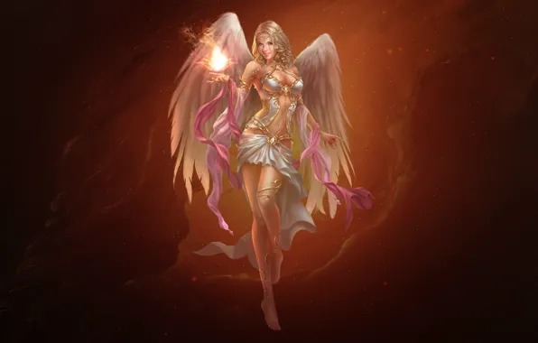 Stars, Fire, Blonde, Space, Nebula, Angel, Style, Magic
