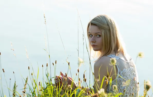 Field, girl, portrait
