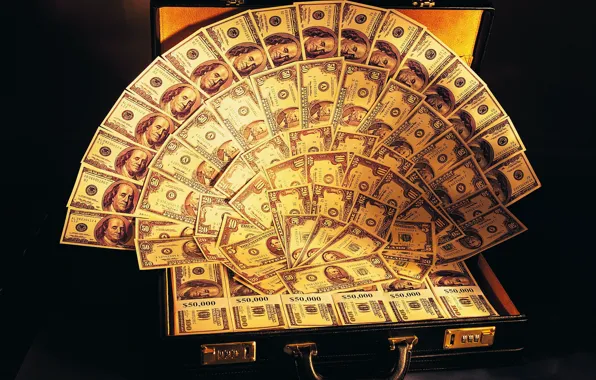 Money, fan, suitcase, dollars