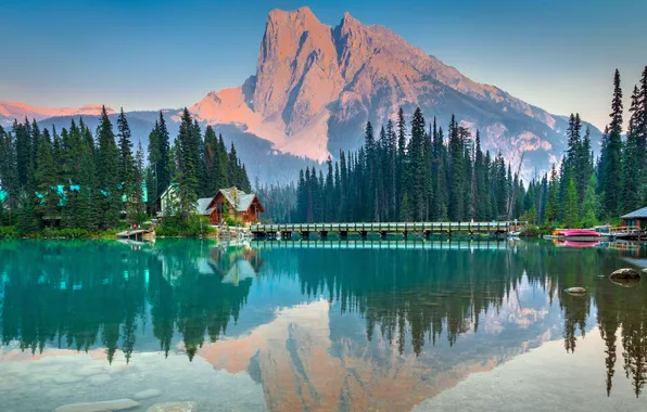Beauty, Canada, space, Canada, the reflection in the water, Yoho National Park, Emerald Lake, Emerald …