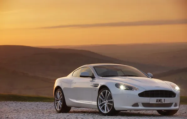 White, mountains, Aston Martin, DBS