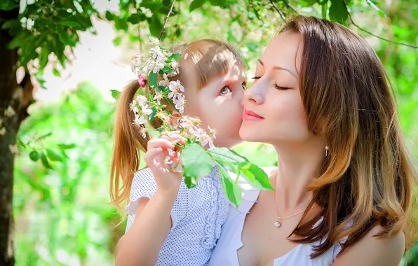 Picture spring, girl, mom