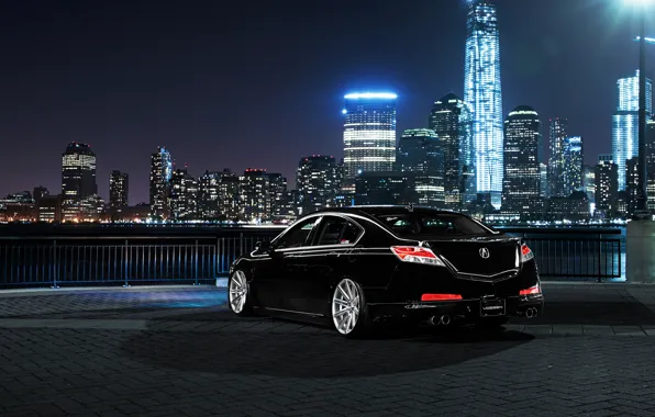 Car, night, the city, tuning, Honda, acura tl, Acura