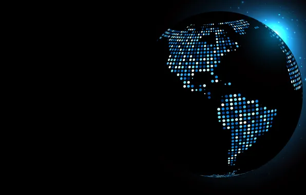 Earth, black, planet, blue points