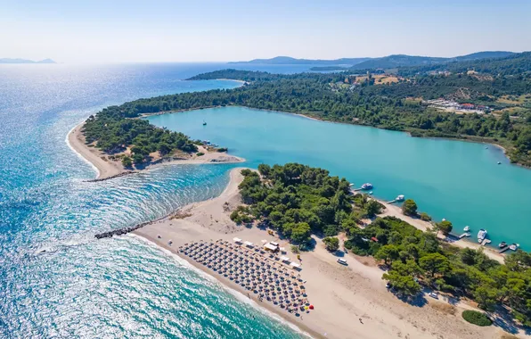 Sea, summer, Bay, Greece, Halkidiki, the, Glarokavos Beach, Kassandra Peninsula