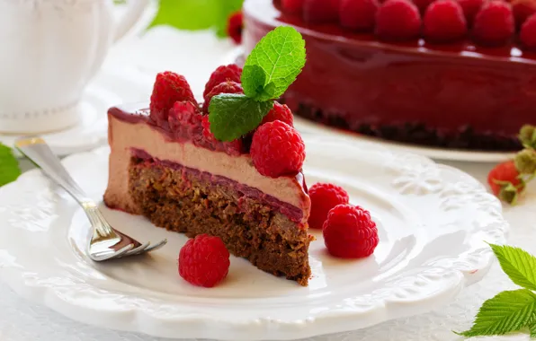 Raspberry, cake, cake, cream, sweet, raspberry