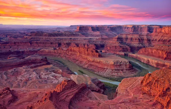 The sky, clouds, river, canyon, USA