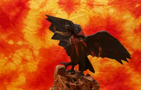 Picture paper, background, wings, Raven, origami