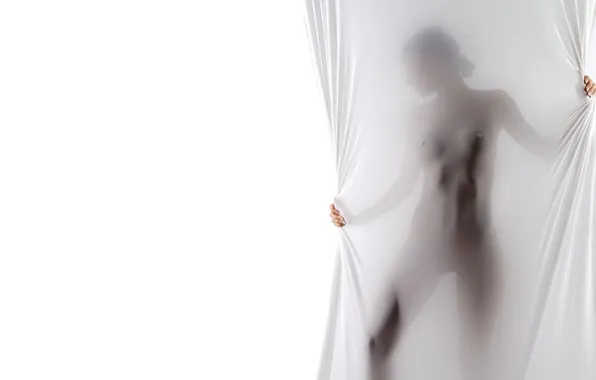 Naked, hands, silhouette, sheets, seen