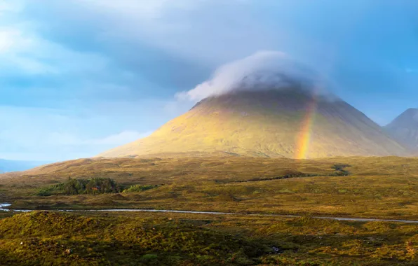 Picture rainbow, Scotland, Isle of Skye, Red Hills, mount Glamaig