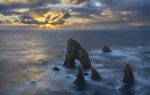 Sea, wave, the sky, clouds, clouds, stones, rocks, dal