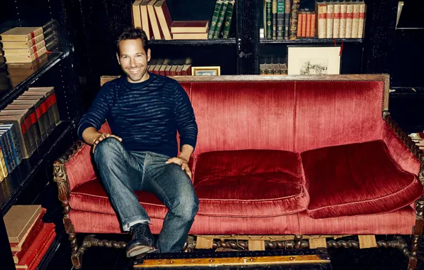 Picture smile, sofa, books, jeans, photographer, actor, journal, photoshoot