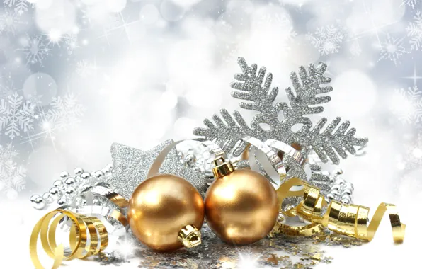 Balls, holiday, balls, toys, New Year, Christmas, serpentine, gold