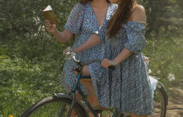 Picture bike, girls, two, Tatyana Shepeleva