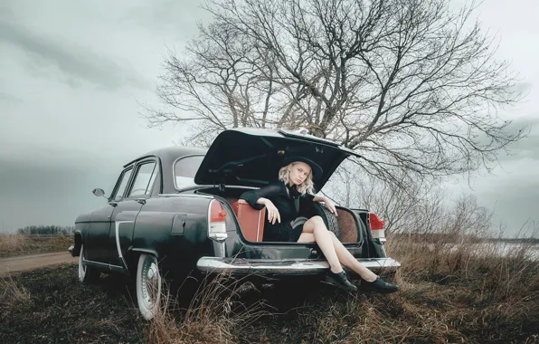 Auto, autumn, look, girl, nature, pose, photo, model