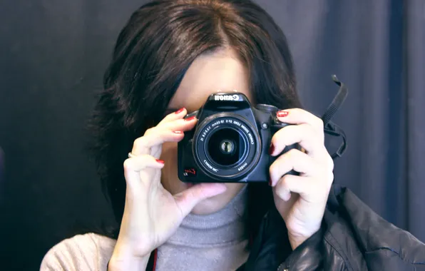 Girl, the camera, lens