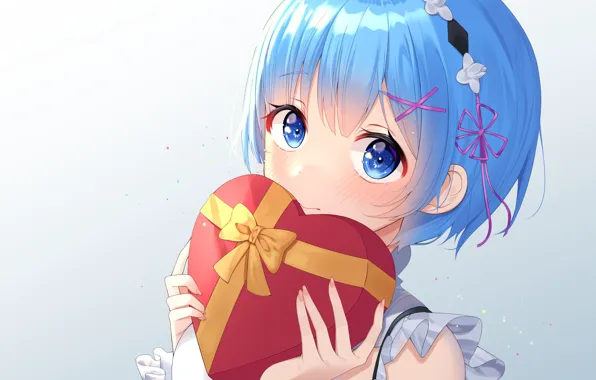 Girl, box, heart, bow, Valentine's day, From scratch, REM, Re Zero Kara Hajime Chip Isek …