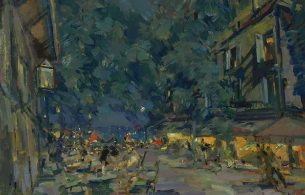 Night, lights, picture, the urban landscape, Konstantin Korovin, Vichy
