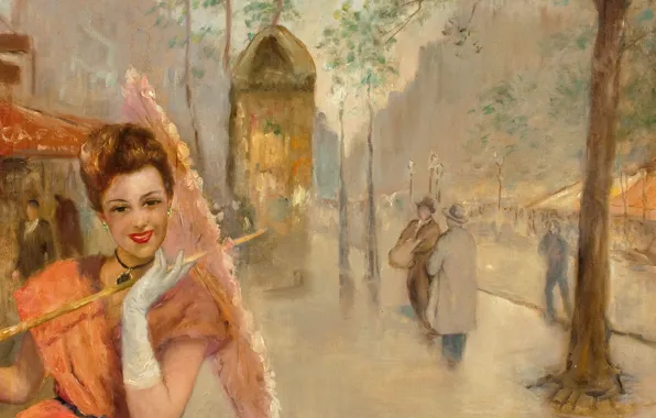 PAL Fried, girl with umbrella, A Parisian Boulevard