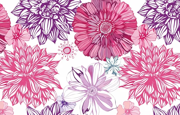Picture flowers, Wallpaper, vector, petals