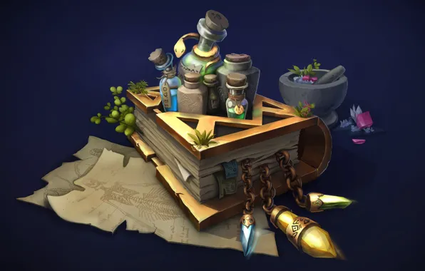 Art, book, grass, potion, smirnovschool, fantezi, Book from CGBasics, Anastasya Kochergina