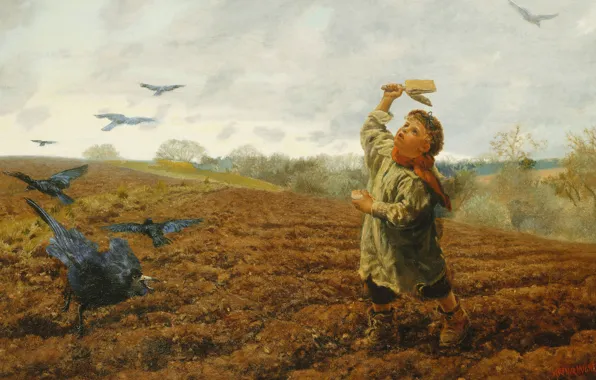 Picture boy, 1884, Arthur Hughes, The storm Raven